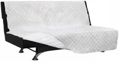 Easy-Going Futon Sofa Slipcover - Reversible Armless Couch Cover - Water Resistant - Pets & Kids (White/White)