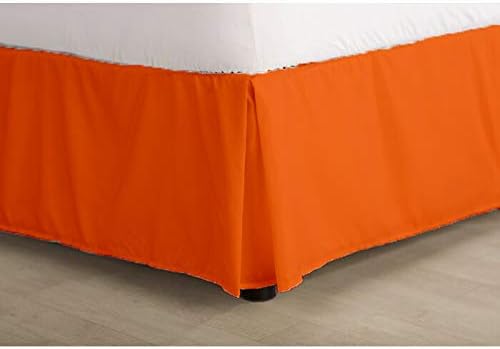 Bed Skirt - 100% Cotton 800 Thread Count Box Pleated Bed Skirt - Luxury Pleated Dust Ruffle, Hotel Quality Modern Bed Skirt, Easy Fit with 12 Inch Tailored Drop, King XL, Orange
