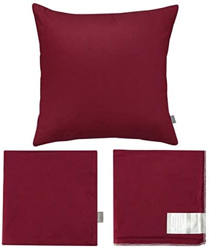 4-Pack 100% Cotton Comfortable Solid Decorative Throw Pillow Case Square Cushion Cover Pillowcase Sublimation Blank Pillow Covers(Cover Only,No Insert)(16x16 inch/ 40x40cm, Wine red)