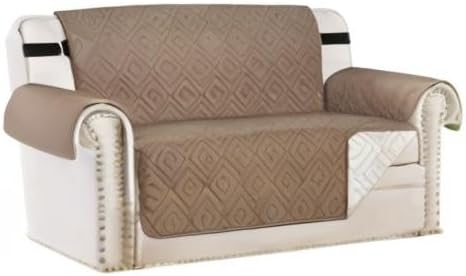 H.VERSAILTEX Reversible Loveseat Cover Furniture Protector Anti-Slip Water Resistant 2" Wide Elastic Strap Couch Covers Pets Kids Fit Sitting Width Up to 46"(Love Seat: 75" x 90", Taupe Brown/Beige)