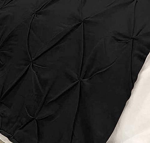 Bed Runner Set - 100% Pure Cotton 800 Thread Count - Luxury 1 Pinch Pleated Bed Runner and 2 Pillow Cover - 3 Piece Pinch Pleated Bed Runner Set Twin, Black