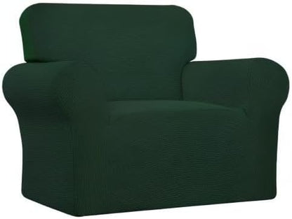 Easy-Going Stretch Oversized Chair Sofa Slipcover 1-Piece Couch Sofa Cover Furniture Protector Soft with Elastic Bottom for Kids Spandex Jacquard Fabric Small Checks Dark Green