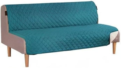 H.VERSAILTEX Reversible Futon Cover Water Repellent Armless Sofa Slipcover Washable Furniture Protector with Adjustable Elastic Strap Anti-Slip Futon Bed Cover for Dogs 70" Width Seat(Dark Teal/Beige)
