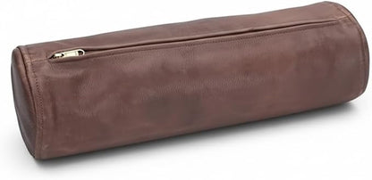 Leather Cylindrical Cushion Cover – 100% Lambskin Round Bolster Pillow Cover | Handmade Ergonomic Roll for Head, Neck & Back | Decorative Home & Sofa Accessory (22" x 7")