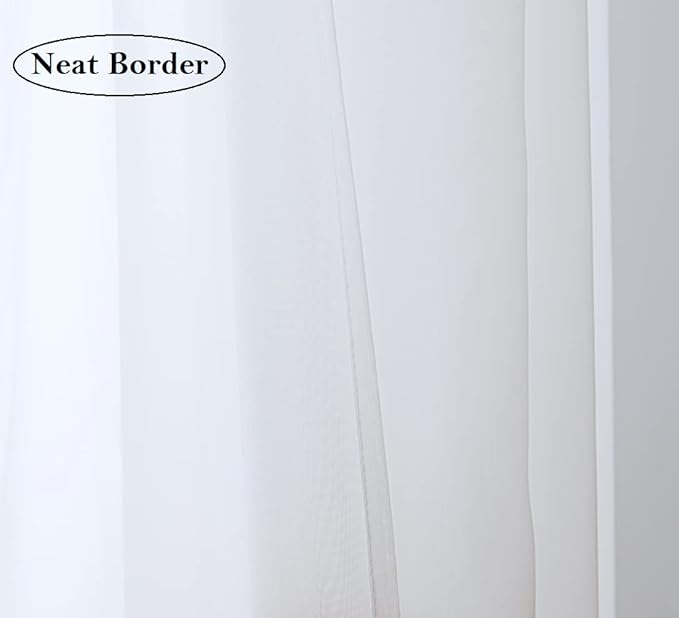 PI Grommet Sheer White Curtian 63 Inch Length Short Window Curtains for Living Room/Bedroom 2 Panels (W52 X L63, Optical White)