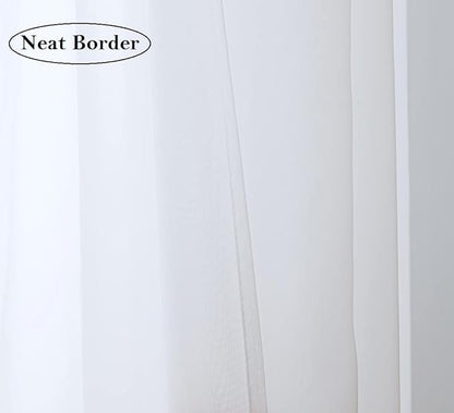 PI Sheer White Curtains 84 Inches Length,Grommet Top Voile Textured Window Treatment for Bedroom/Living Room 2 Panels(W42XL84,White)
