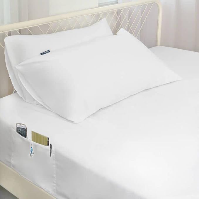 Moonsea Full Size Air Mattress Sheet Set - 3 Pieces Extra Deep Pocket Full Sheet Set 16 to 24 inch - Sheets with Pocket on Side - Easily Fits Extra Deep Pillow Top Air Mattress-White
