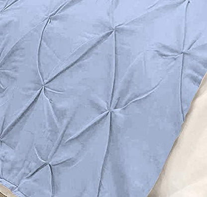 Bed Runner Set - 100% Pure Cotton 800 Thread Count - Luxury 1 Pinch Pleated Bed Runner and 2 Pillow Cover - 3 Piece Pinch Pleated Bed Runner Set King, Light Blue