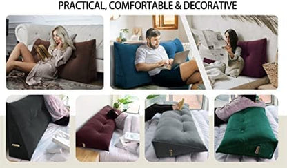 Bed Wedge Headboard Pillow - College Dorm Reading Pillow Back Support While Sitting in Bed - Ergonomic Lumbar Pillow Body Positioning Bed Pillow - Velvet Maroon 39IN