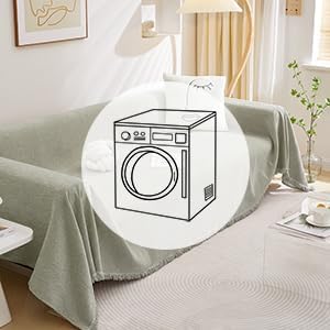 MEETSKY Sectional Couch Covers for Dog Chenille Sofa Cover, Washable Couch Cover for 3 Cushion Couch Sofa Pet Couch Furniture Protector, Sage Green Sofa Slipcover with Tassel