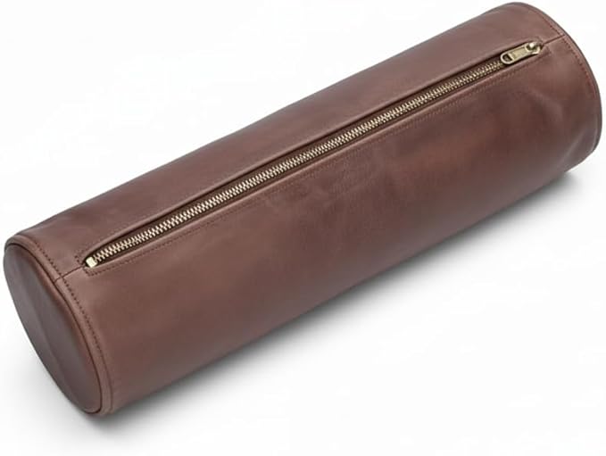 Leather Cylindrical Cushion Cover – 100% Lambskin Round Bolster Pillow Cover | Handmade Ergonomic Roll for Head, Neck & Back | Decorative Home & Sofa Accessory (16" x 7")