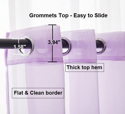 PI Sheer Curtains with Grommet,Hazy Voile Textured,Elegant Window Drapery for Wedding/Party 2 Panels (W52 X L72, Violet Purple)
