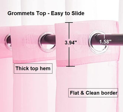 PI Pink Sheer Curtains 84 Inches Length with Grommet,Light Voile Textured,See Through Window Draperies for Kids Room/Party 2 Panels (W52 X L84, Bright Pink)