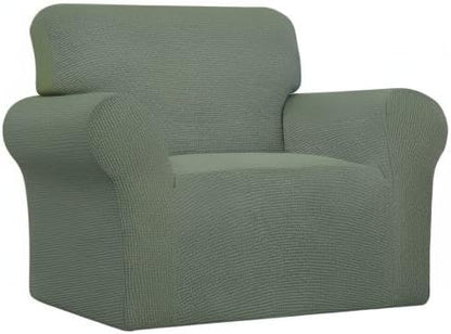 Easy-Going Stretch Oversized Chair Sofa Slipcover 1-Piece Couch Sofa Cover Furniture Protector Soft with Elastic Bottom for Kids Spandex Jacquard Fabric Small Checks Greyish Green