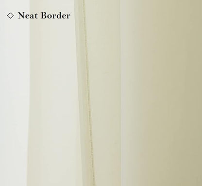 PI Sheer Curtains Panels Ring Top,Casual Voile Sheer Curtain for Dining Room/Living Room 2 Panels (W52 X L95, Butter)