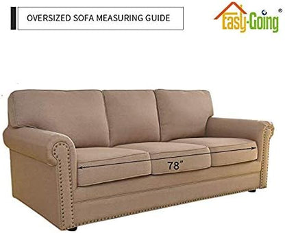 Easy-Going Reversible Oversized Couch Cover for 3 Cushion Couch Sofa Cover for Dogs Water Resistant Furniture Protector Cover with Foam Sticks for Pet (Oversized Sofa, Christmas Red/Ivory)