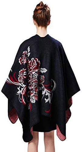 Women's Vintage Pattern Open Front Poncho Cape Shawl Winter Shawl Wraps