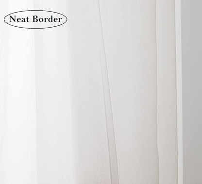 PI Extra Long Sheer Curtains Ivory Panels,Grommet Top Privacy Voile Window Drapery for Doorway/Villa 2 Panels (W52 X L160, Ivory)