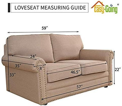 Easy-Going Reversible Loveseat Couch Cover for 2 Cushion Couch Sofa Cover for Dogs Water Resistant Furniture Protector with Foam Sticks Elastic Straps for Pet (Loveseat, Blue/Ivory)