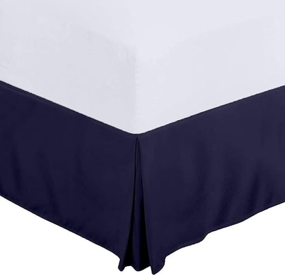 Full Size Bed Skirt 600 TC Egyptian Cotton 18 Inch Drop Easy Fit - Bed Skirt for Full 54x75 Inch Beds - Center & Corner Pleats, Navy Blue