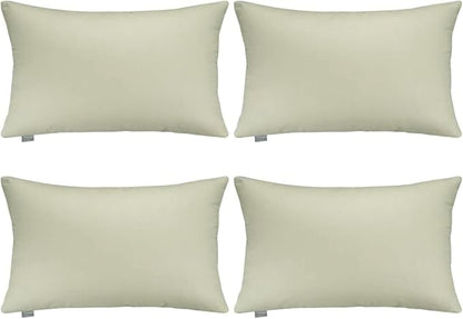 Thmyo 4-Pack 100% Cotton Christmas/Halloween Lumbar Comfortable Solid Decorative Throw Pillow Case Rectangle Cushion Cover Pillowcase Blank Pillow Covers DIY Throw Pillowcase(12x20inch/30x50cm,Beige)