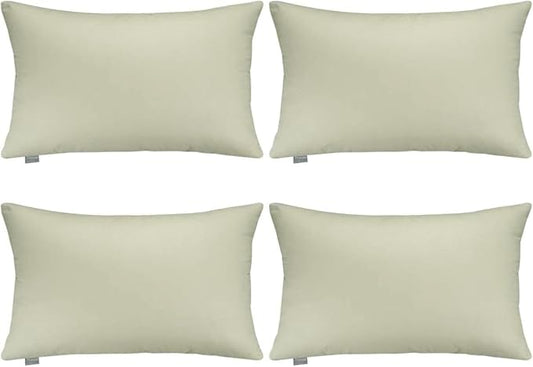 Thmyo 4-Pack 100% Cotton Christmas/Halloween Lumbar Comfortable Solid Decorative Throw Pillow Case Rectangle Cushion Cover Pillowcase Blank Pillow Covers DIY Throw Pillowcase(12x20inch/30x50cm,Beige)