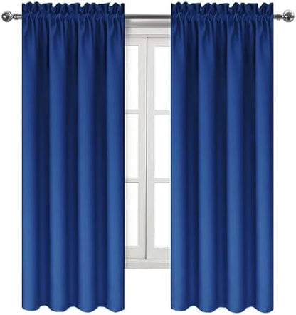 DWCN Blackout Curtains Room Darkening Thermal Insulated Bedroom Curtains Window Curtain Panels, 52 x 63 inches Long, Set of 2 Classic Blue Rod Pocket Drapes