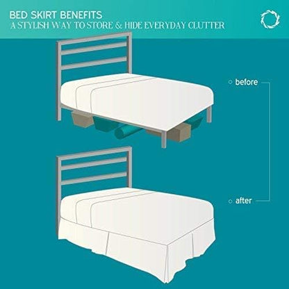Bed Skirt - Ruffled Bed Skirt (Full, Chocolate) 12 Inch Drop Dust Ruffle with Platform, 100% Cotton 800 Thread Count Fabric - Dust Ruffle Bedskirt for Easy Fitting and Easy Care