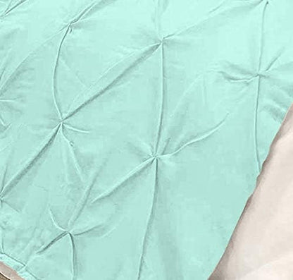 Bed Runner Set - 100% Pure Cotton 800 Thread Count - Luxury 1 Pinch Pleated Bed Runner and 2 Pillow Cover - 3 Piece Pinch Pleated Bed Runner Set Twin, Aqua