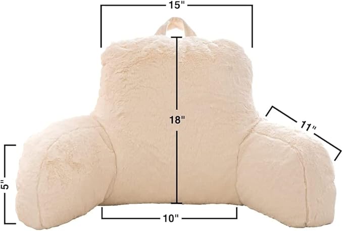 Btargot Reading Pillow Bed Wedge Large Adult Backrest Lounge Cushion with Arms | Back Support for Sitting Up in Bed White
