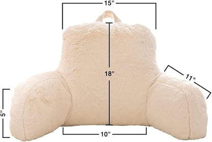 Btargot Reading Pillow Bed Wedge Large Adult Backrest Lounge Cushion with Arms | Back Support for Sitting Up in Bed White