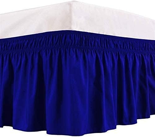 Royal Blue Wrap Around Bed Skirts - Three Sides Fabric Adjustable Elastic Dust Ruffle Soft -600 TC Stretchy Bed Skirt-California King(72"X 84") Royal Blue