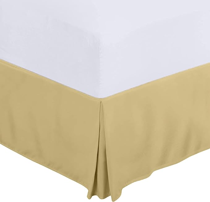 King Size Bed Skirt 600 TC Egyptian Cotton 21 Inch Drop Easy Fit - Bed Skirt for King 76x80 Inch Beds - Center & Corner Pleats, Taupe