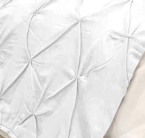 Bed Runner Set - 100% Pure Cotton 800 Thread Count - Luxury 1 Pinch Pleated Bed Runner and 2 Pillow Cover - 3 Piece Pinch Pleated Bed Runner Set King, White