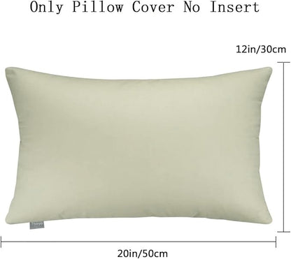 Thmyo 4-Pack 100% Cotton Christmas/Halloween Lumbar Comfortable Solid Decorative Throw Pillow Case Rectangle Cushion Cover Pillowcase Blank Pillow Covers DIY Throw Pillowcase(12x20inch/30x50cm,Beige)
