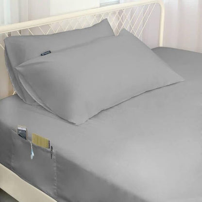 Moonsea Extra Deep Pocket Full Sheet Set for Air Mattress - Deep Pocket Sheets Full Bed Sheets Set - Sheets with Pockets on Side - Easily Fits Extra Deep 16 in to 24 in Pillow Top Air Mattress (Grey)