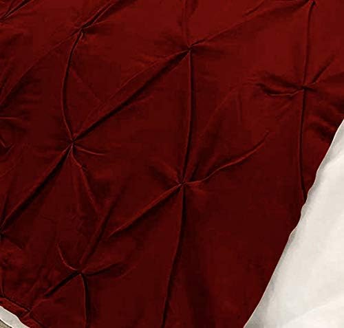 Bed Runner Set - 100% Pure Cotton 800 Thread Count - Luxury 1 Pinch Pleated Bed Runner and 2 Pillow Cover - 3 Piece Pinch Pleated Bed Runner Set Queen, Burgundy