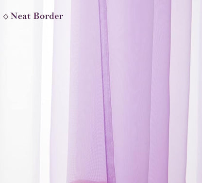PI Sheer Curtains 63 inches Long with Grommet,Soft Polyester Voile Textured Window Draperies for Dinning Room/Kids Room 2 Panels (W52 X L63, Violet Purple)