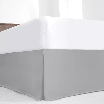 SKY BEDDINGS Luxury Pleated Full Bed Skirt with Split Corners - 18 Inch Tailored Drop - Pleated Dust Ruffle - Wrinkle-Free 100% Microfiber - Easy Fit, Soft & Durable - Light Grey