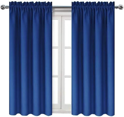 DWCN Blackout Curtains Room Darkening Thermal Insulated Bedroom Curtains Window Curtain Panels, 42 x 45 inches Long, Set of 2 Classic Blue Rod Pocket Drapes