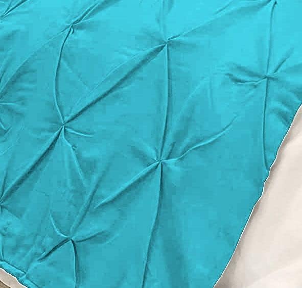 Bed Runner Set - 100% Pure Cotton 800 Thread Count - Luxury 1 Pinch Pleated Bed Runner and 2 Pillow Cover - 3 Piece Pinch Pleated Bed Runner Set Twin, Turquoise