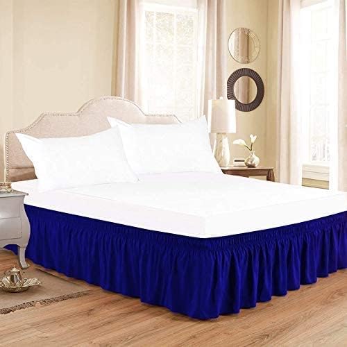 Royal Blue Wrap Around Bed Skirts - Three Sides Fabric Adjustable Elastic Dust Ruffle Soft -600 TC Stretchy Bed Skirt-California King(72"X 84") Royal Blue