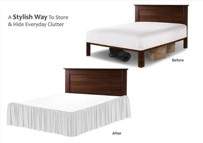 SlumberWell Full Bed Skirt with Split Corners, Soft Microfiber, 15 Inch Drop, Ivory Solid, Elegant Ruffled Design