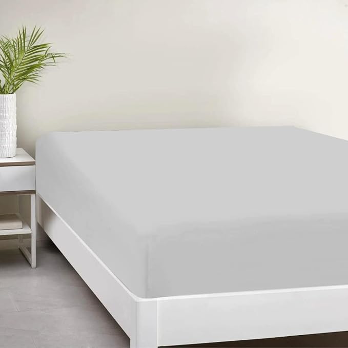 Lukeville's Cot Sheet 30" x 80", Daycare for Cot Size Mattress Sheets Pack of 2 Fitted Narrow Twin/Camp Bunk/Rvs Bunk/Trifold Mattress, Soft and PolyBlend Microfiber Cover for Toddler, Light Grey