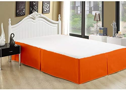 Bed Skirt - 100% Cotton 800 Thread Count Box Pleated Bed Skirt - Luxury Pleated Dust Ruffle, Hotel Quality Modern Bed Skirt, Easy Fit with 12 Inch Tailored Drop, Twin XL, Orange