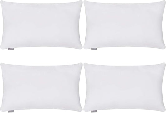 Thmyo 4-Pack 100% Cotton Lumbar Comfortable Solid Decorative Throw Pillow Case Rectangle Cushion Cover DIY Throw Pillowcase for Sofa Bed(Only Covers,Not Pillow Shams)(12x20inch/30x50cm,White)