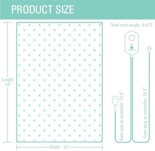 99% EMF Blocking Heated Mattress Pad Full/Double Size. 8 Heat Settings with Auto Shut Off. by Shield Life TheraMat Lite.