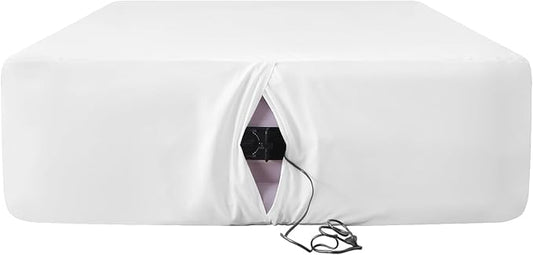 Full Fitted Sheet for Air Mattress,with 24 Inch Extra Deep Pockets,Ultra Soft Durable Breathable Bed Sheets Cover for Inflatable Air Bed,with Pump Opening,Inflate at Any Time-White