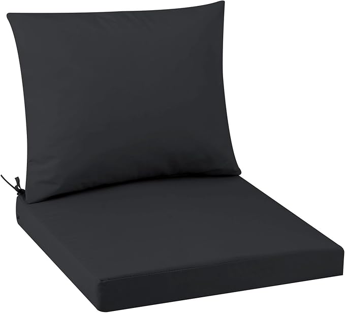 Outdoor Seat Cushion Set 22 x 22 In, Water-Resistant & Fade-Resistan, Patio Furniture Cushions with Removable Cover Deep Seat & Back Cushion with Handle and Adjustable Straps for Chair Sofa,1PC