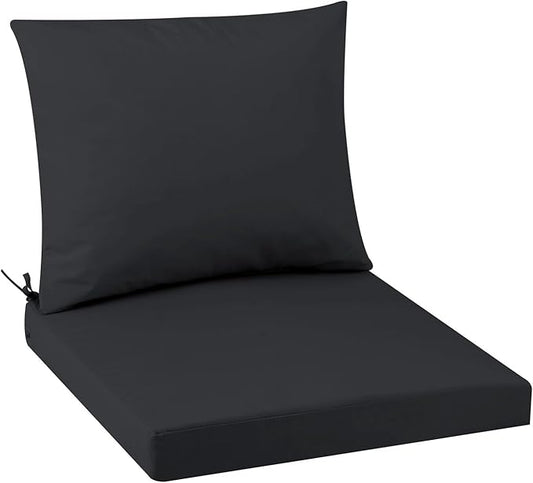Outdoor Seat Cushion Set 19 x 19 In, Water-Resistant & Fade-Resistan, Patio Furniture Cushions with Removable Cover Deep Seat & Back Cushion with Handle and Adjustable Straps for Chair Sofa,1PC